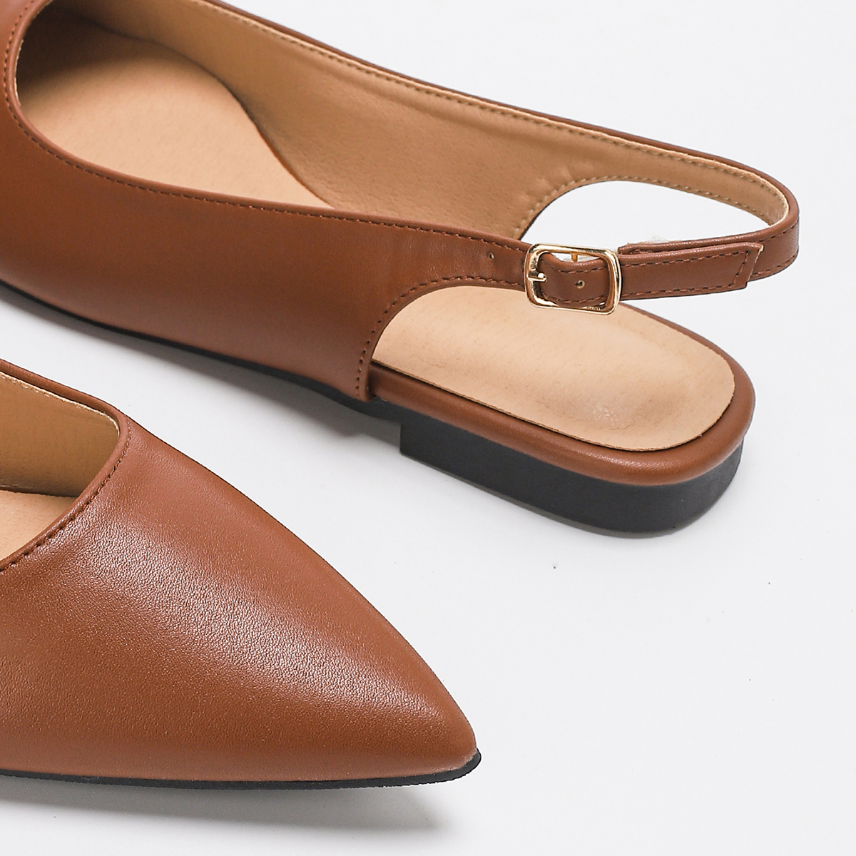 Sandals Brown solid color casual commuting women's flat shoes with exposed heels and comfortable insoles