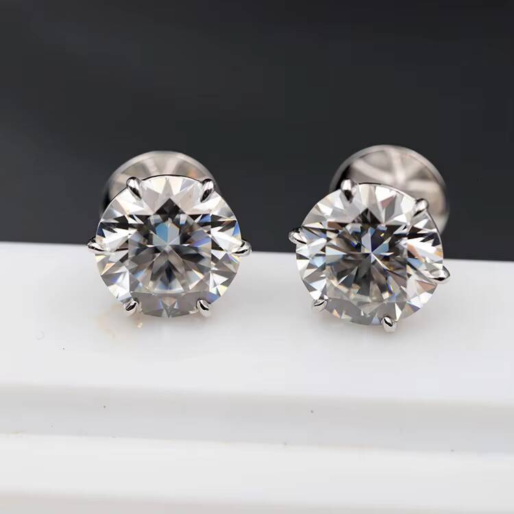 Factory Wholesale Women Men S Sier 9K 14K Gold 6 Prongs D VVS1 3mm to 10mm Moissanite Dia Ear Studs Earrings