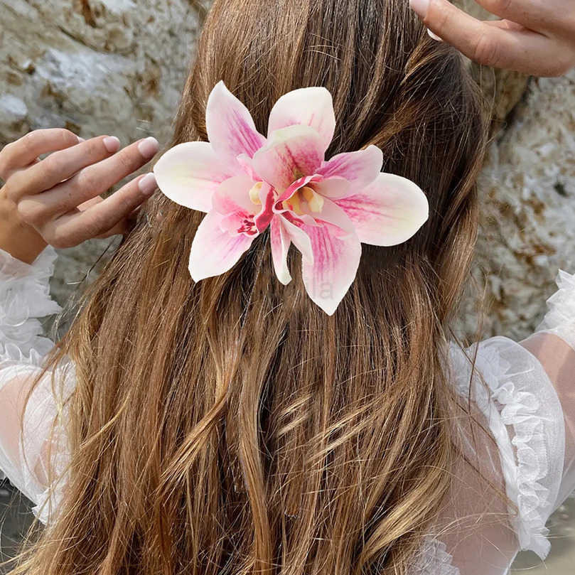 Orchid Flowers Hair Clips Bohemian Small Hairpin Bridal Barrette Beach Wedding Flower Women Holiday Hair Clip Hair Accessories U250807