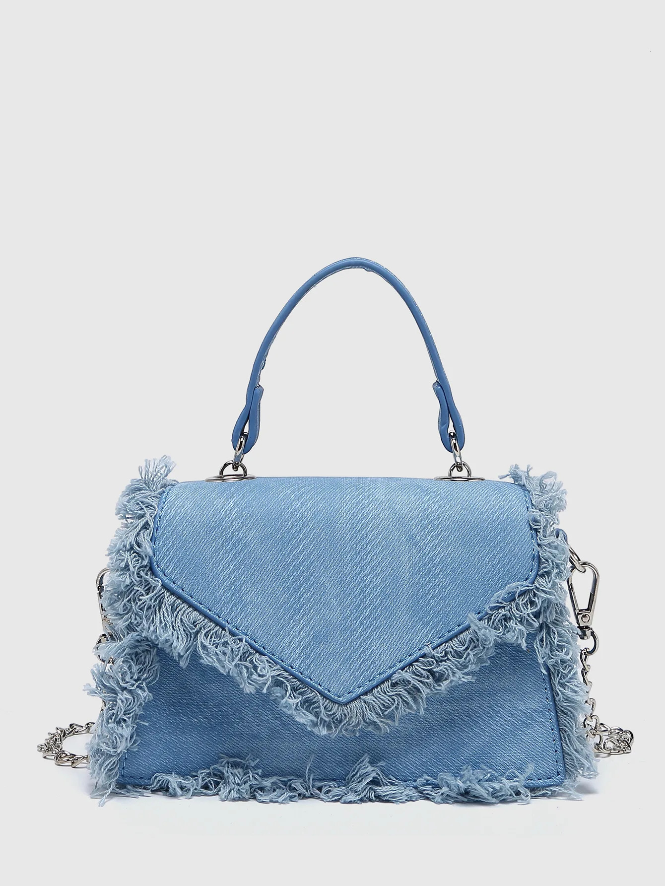 Retro tassel handbag denim blue mini bag chain shoulder crossbody bag 250805