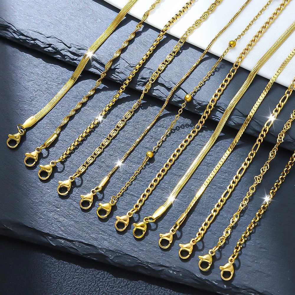 12pcs Fashion Stainless Steel Womens Bracelet Excellent Value Combination Gold Color Chain Bracelet Surprise Jewelry Gift W250807