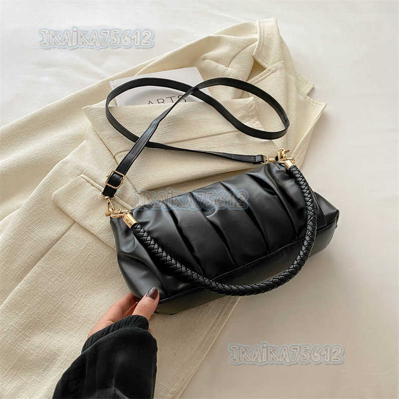 Niche Design Bag for Women 2024 Single Shoulder Crossbody Bag High-quality Texture Pleated Underarm Cloud Bag H250806