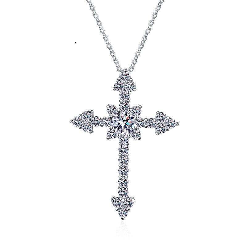 Iced Out VVS Pendant Full Dia Cross 50 1 ct Moissanite Necklace