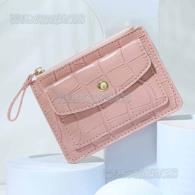 New Card Holder Coin Purse Zipper Card Slot Wallet for Women Candy Color Crocodile Pattern Style H250806