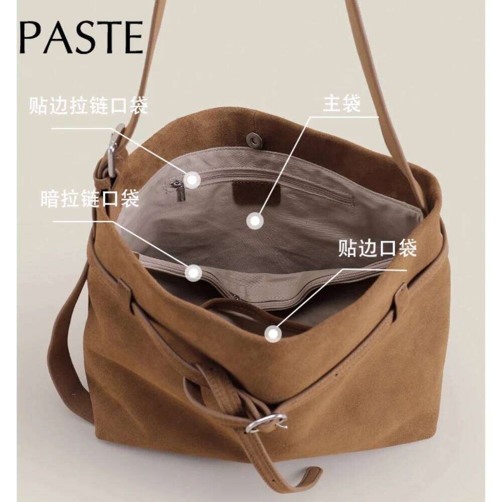 New Original Design Green Coffee Color Large Bucket Tote Winter Matte Suede Cow Leather Women Shoulder Bag Commuting Handbag 20250805