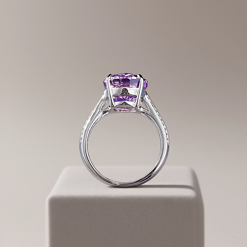 Hui Zhi Wing Jewelry Live New S Silver Luxury Inlaid High Carbon mond 10*11 Dried Rose Stone Pigeon Egg Ring