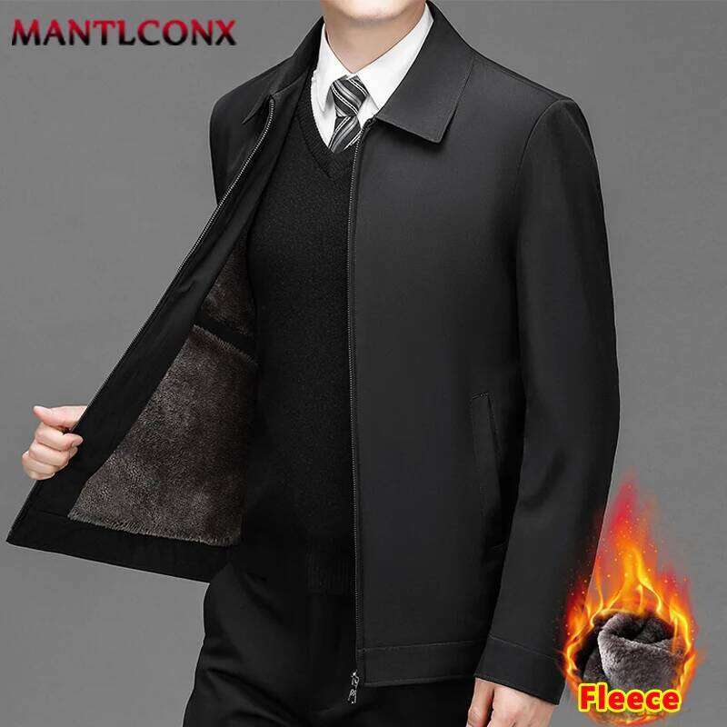 Thick Fleece Men Windproof Blazer Autumn Winter Warm Men's Jacket Windbreak Casual Business Coat L-3XL