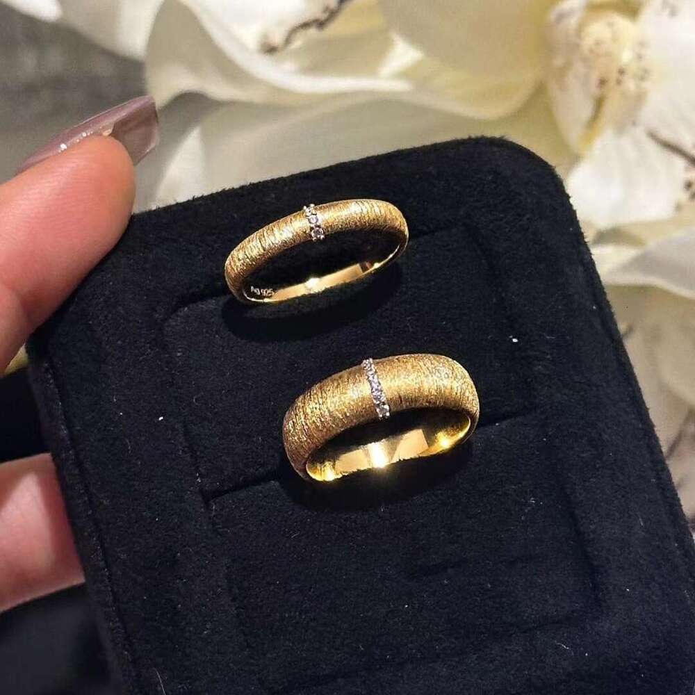 French Style Light Luxury Brushed Craft Italian Vintage Wide Narrow Version Couple Rings Adjustable Open Ring