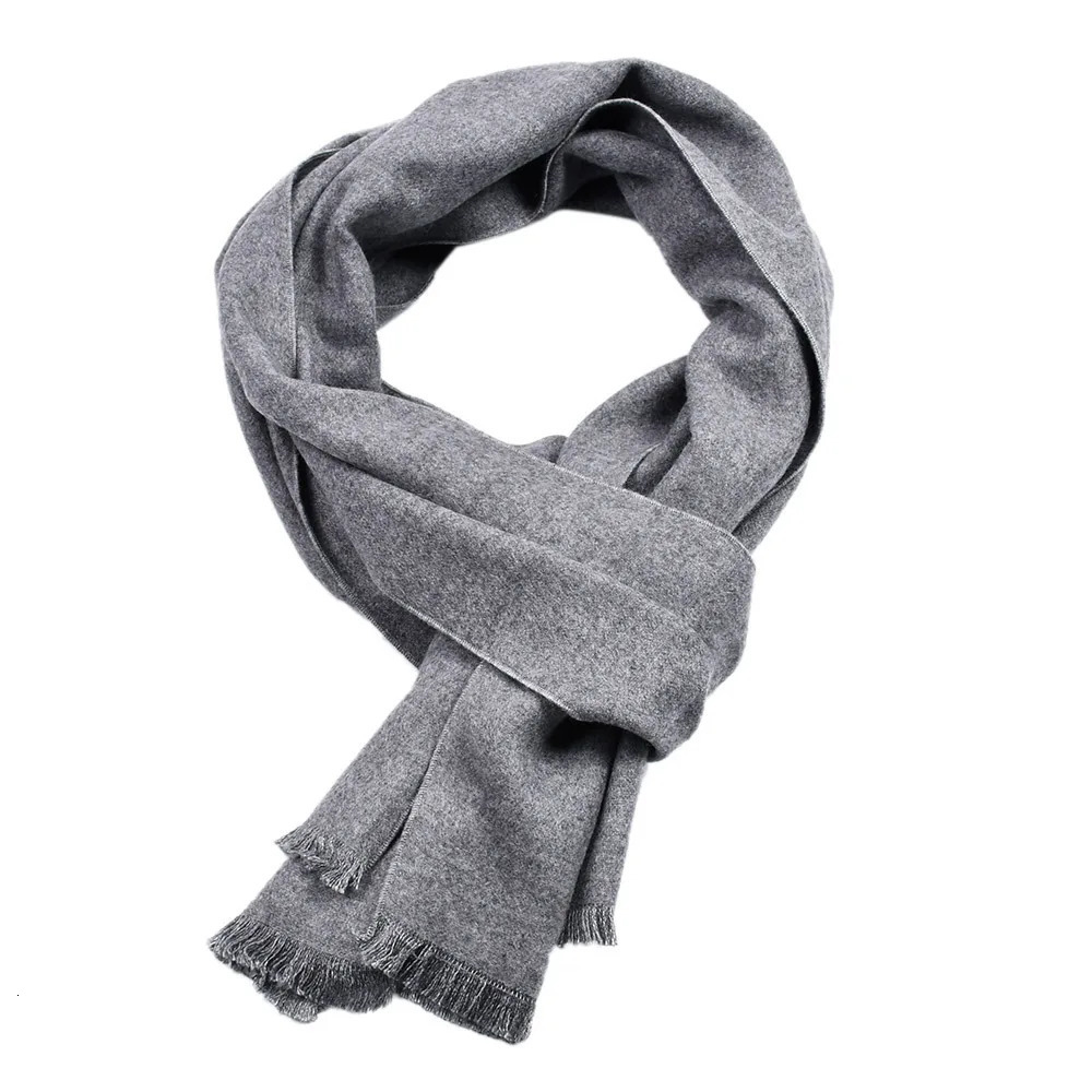 Fashion Men Soild Color Cashmere Scarf Winter Thicken Warm Pashmina Shawl Man Black Gray Casual Scarves Tassel Foulard Bufanda 250806