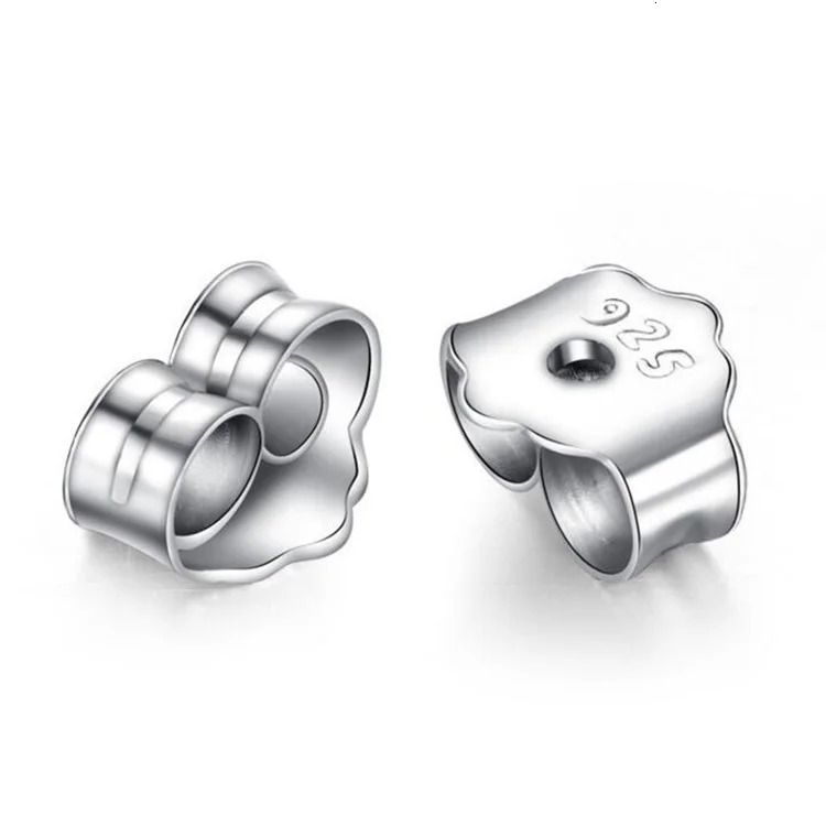 20PCSset Metal S925 Silver Color Earring Backs Hooks Stoppers Ear Post Nuts Accessories for Making Stud Earrings Diy Wholesale 250804