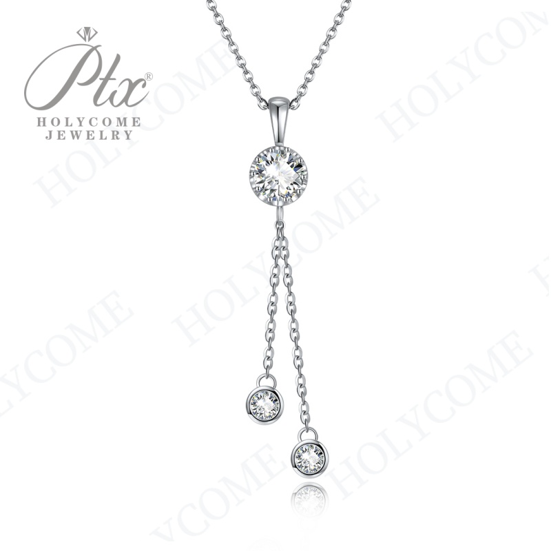 S925 Silver Moissanite 1CT Pendant Necklace Certified Fashion Style Jewelry Tassel Personalized Customization Valentine's Day Gift for Women