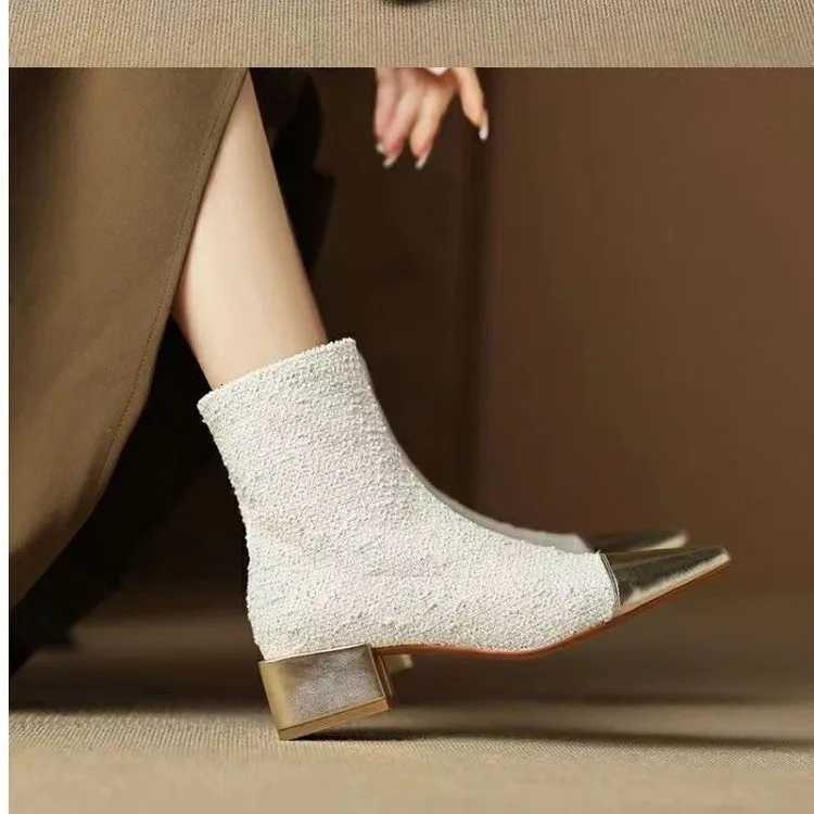 Sexy Design Ankle Boots For Women Pointed Toe Thin Heeled Womens Boots Back Zippered Elegant Lady Fi Dress Shoes XJ250807
