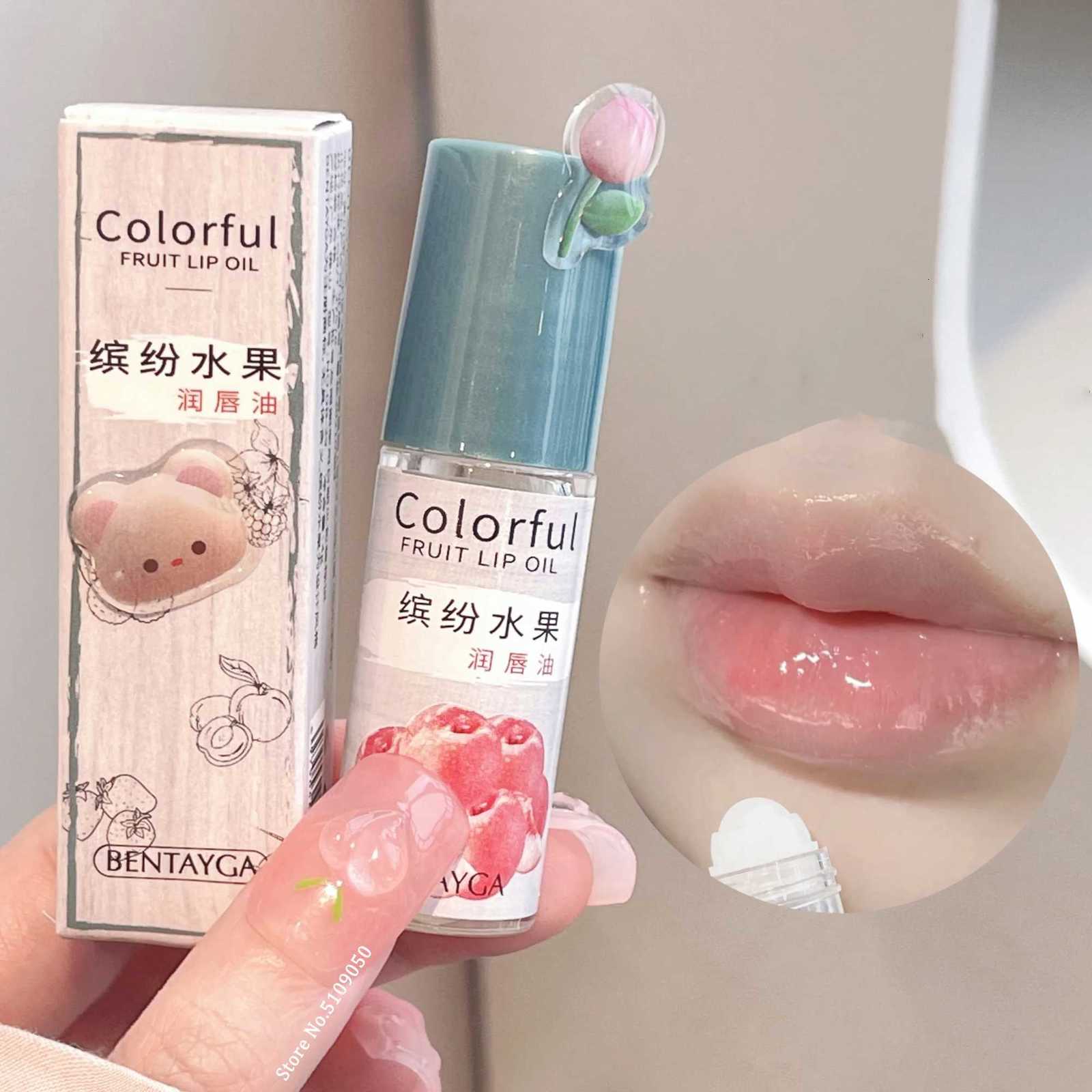 Colorless Roll-on Jelly Lip Balm Oil Moisturizing Transparent Fruit Lip Oil Non-sticky LipGloss Light Lip Line Lip Care CosmeticXJ250807