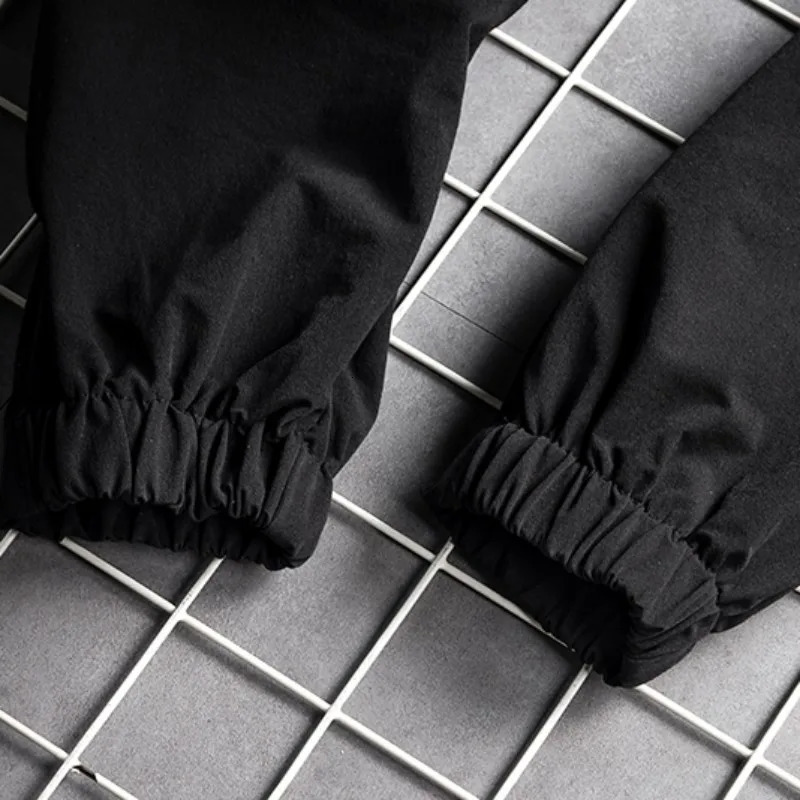 Mens Hip Hop Cargo Jumpsuit Fashion Black Sashes Joggers Overalls Multi Pockets Work Rompers Streetwear Korean Clothes 250804