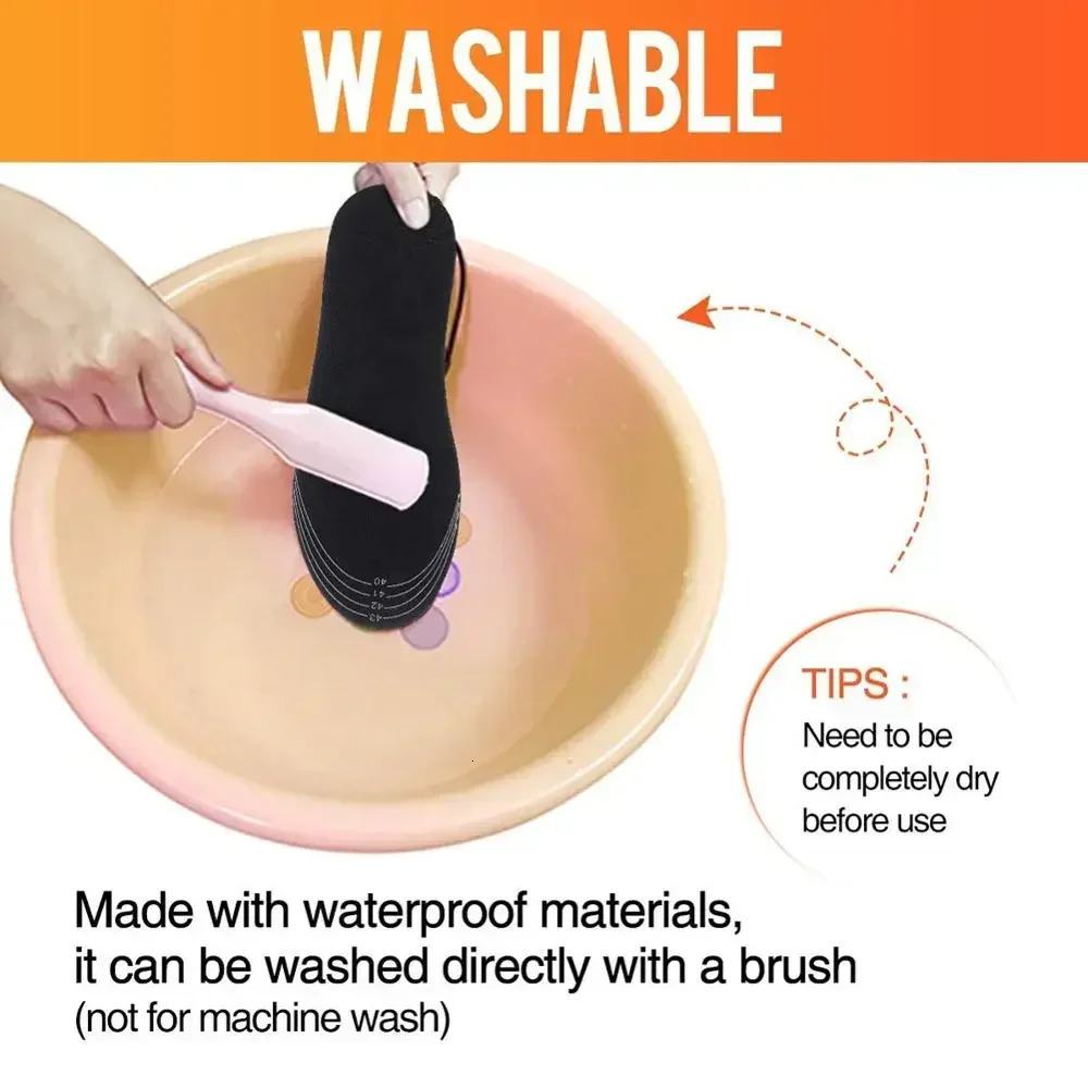 USB Heated Shoe Insoles Feet Warm Sock Pad Mat Electrically Heating Insoles Washable Warm Thermal Insoles Unisex WJ014 Insoles 250805