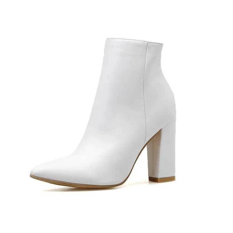 Women Mid Calf White Point Toe Boots High Heels Fi Pointed Toe Killer Booties Womens Boots White 8996 XJ250807