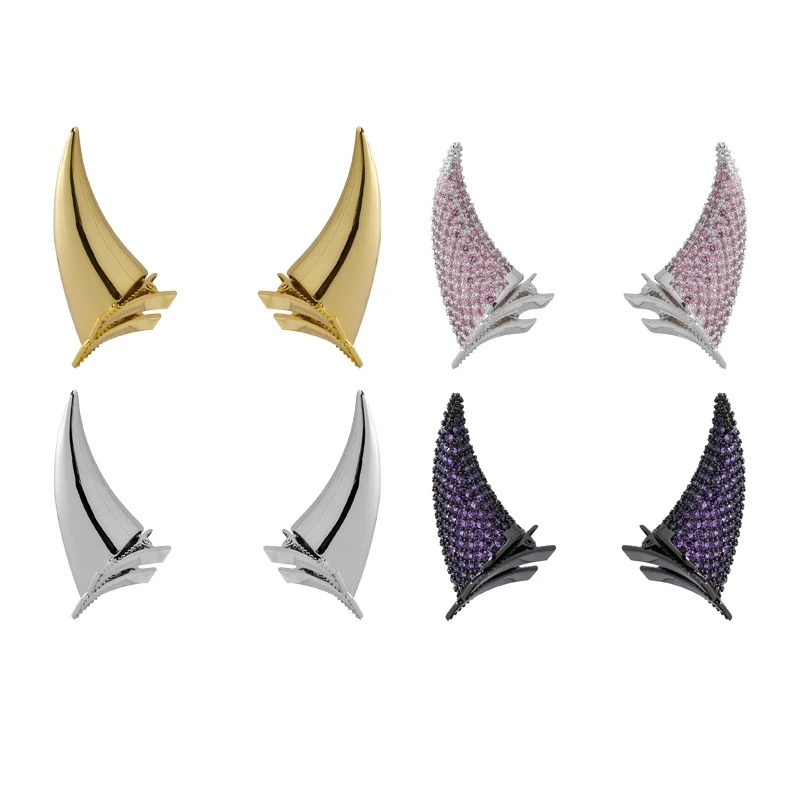 Punk HipHop Demons Horn Metal Headband Hairpins Lucifer Anime For Women Men Girls Jewelry Accessories 250730