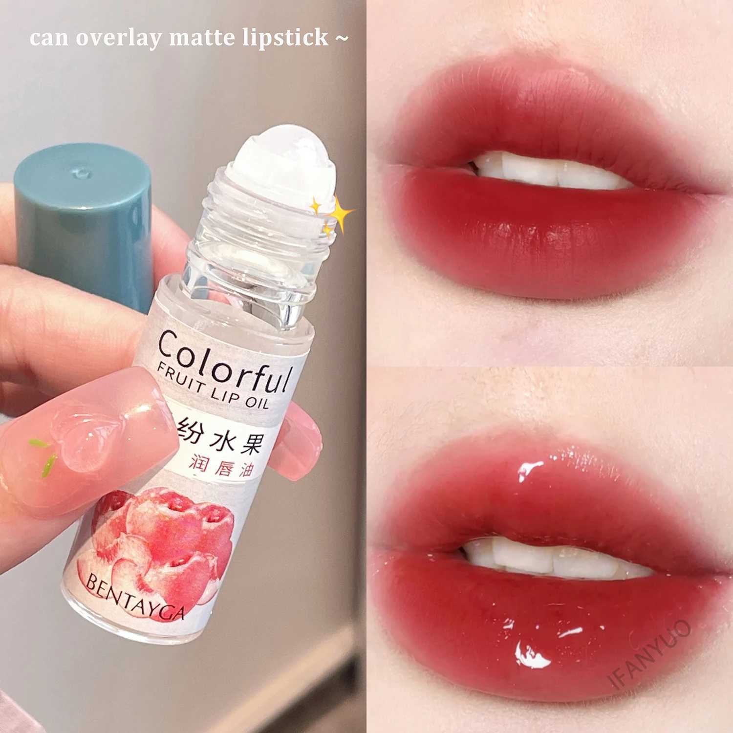 Colorless Roll-on Jelly Lip Balm Oil Moisturizing Transparent Fruit Lip Oil Non-sticky LipGloss Light Lip Line Lip Care CosmeticXJ250807