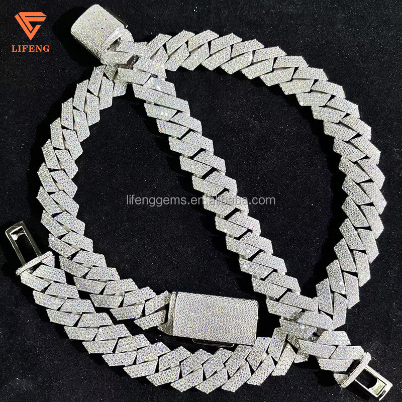 RTS 925 Sterling Silver Gold Plated Moissanite Cuban Chain10MM 16MM VVS Hip Hop Jewelry for Men Mens Cuban Link Necklace