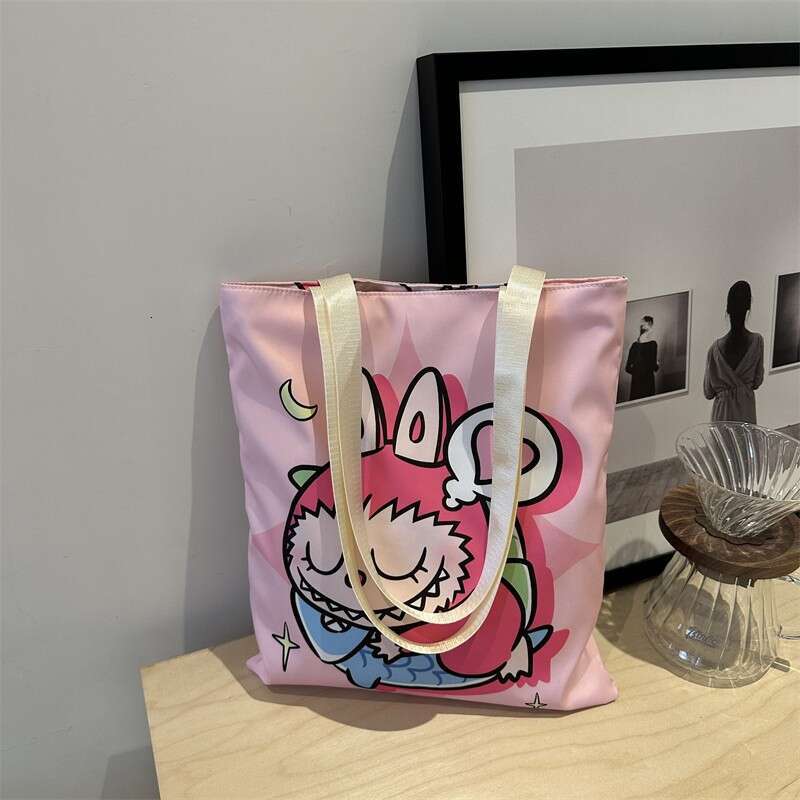 2025 New Labubu Single Eco-friendly Canvas Casual Shoulder Shopping Internet Celebrity Bag Cartoon
