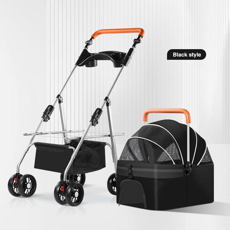 Portable Pet Stroller: Ideal for Small & Medium Dogs & Cats - Detachable Straps + Easy Folding