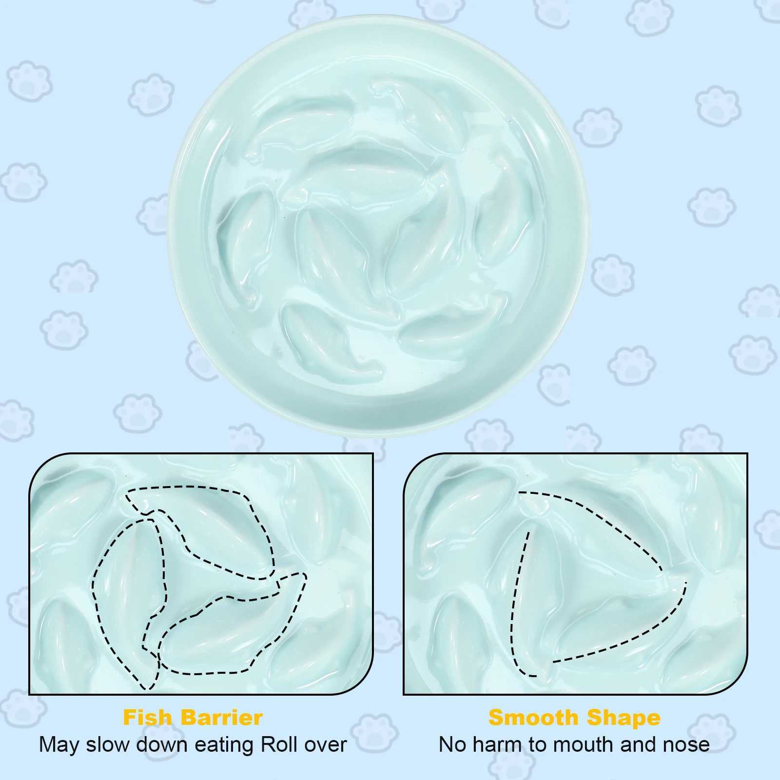 Slow Feeder Bowl with Wood Stand Ceramic Raised Cat Bowl for Neck Protection Anti-choking Slow Eating Pet Bowl Feeding Supplies Y250806