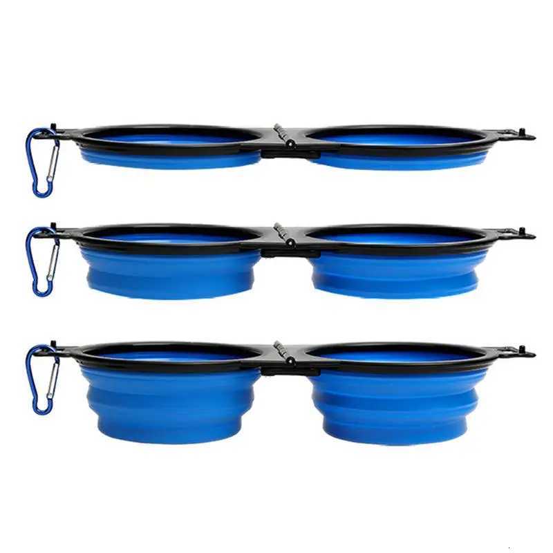 Travel Dog Bowls Foldable Travel Bowl For Dog Food Water Slow Pet Food Water Feeder With Lock Clips For Walking Hiking Camping Y250806