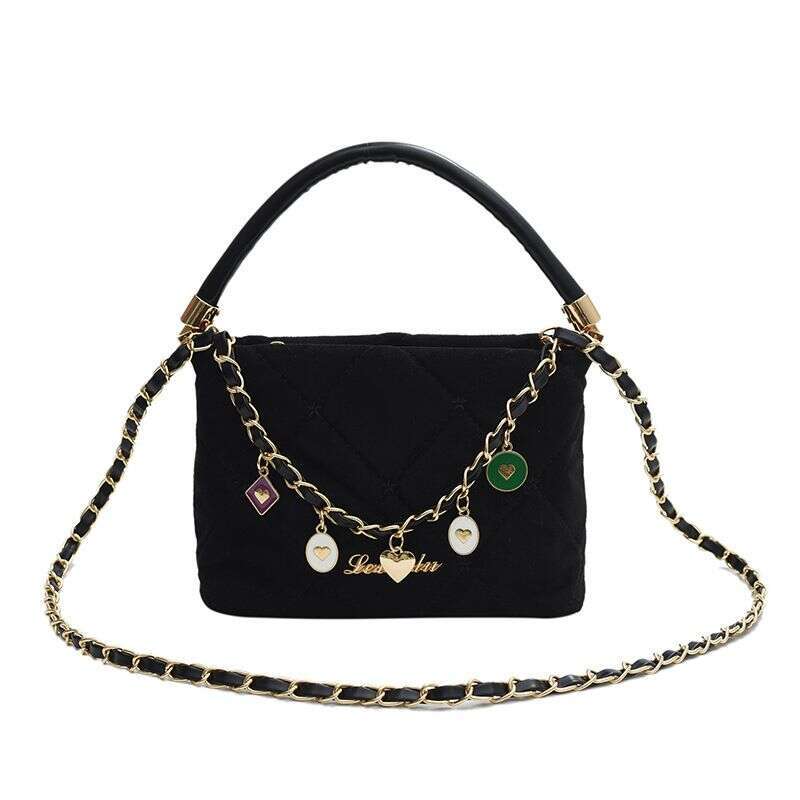 Flannel Women's 2023 Winter New Fashion Lingge Handbag Popular Chain Versatile Crossbody Bag