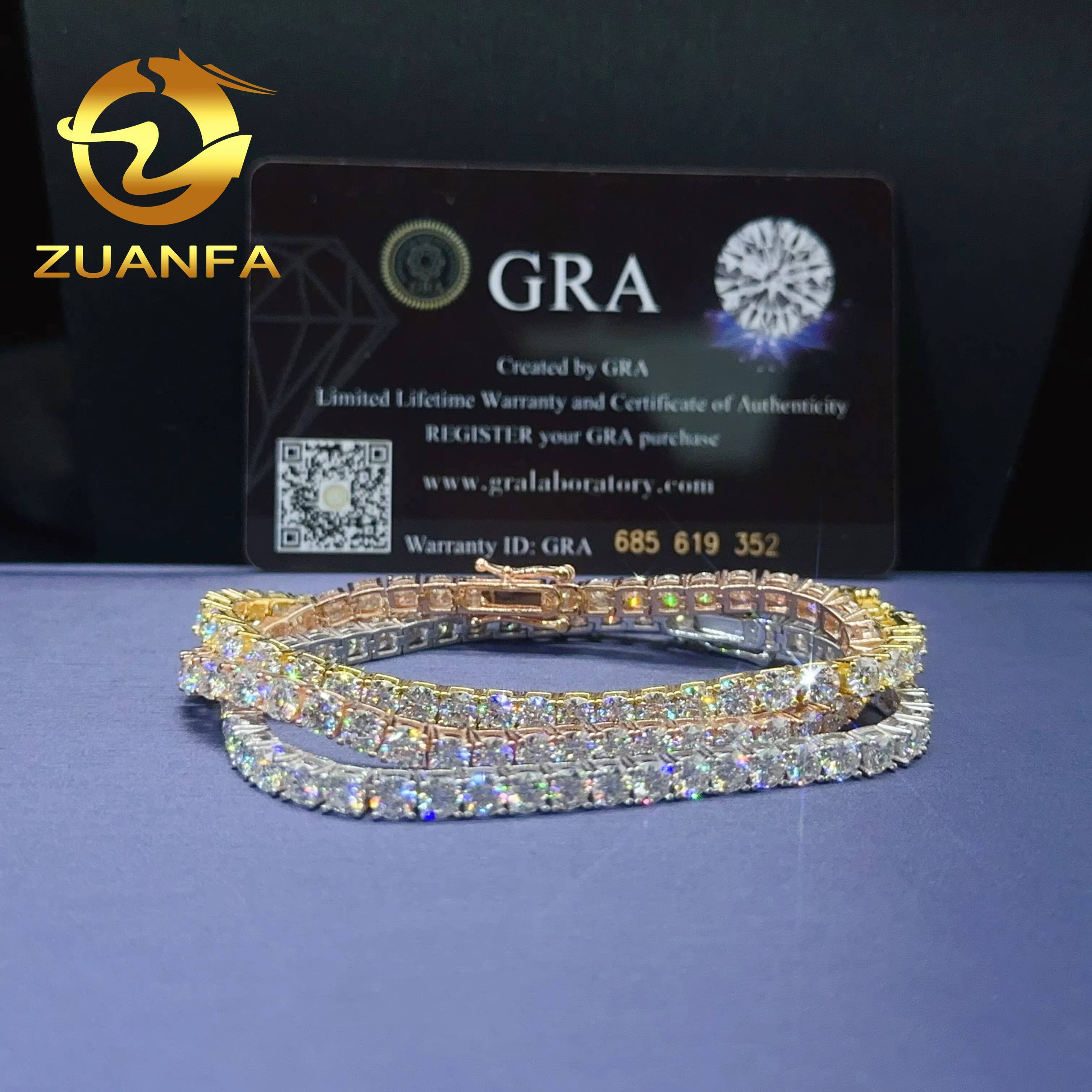 High Quality 925 Sterling Silver Ice Out Bracelet 4mm 6.5 Moissanite VVS Tennis Chain Bracelet for Men Women