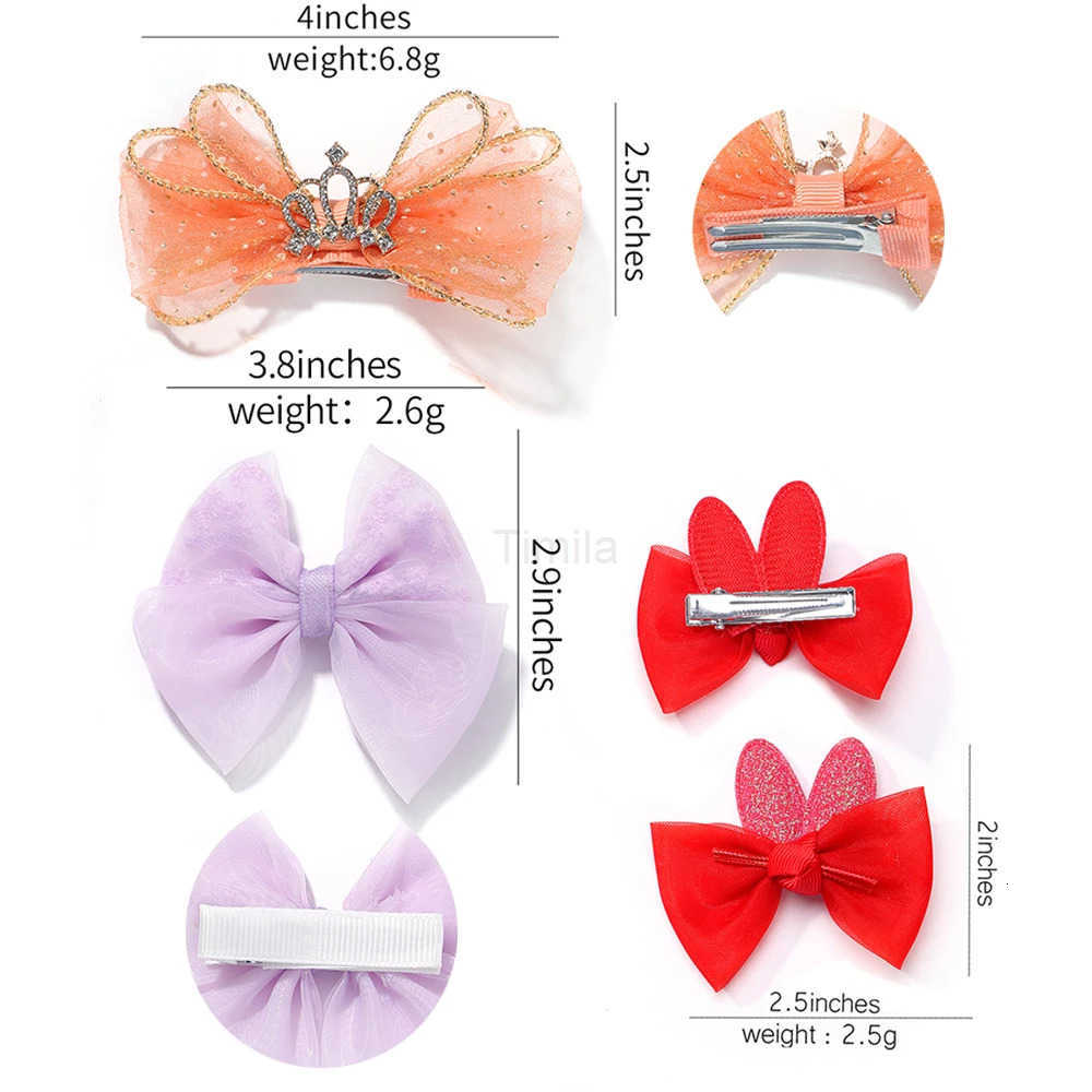 2pcs/set Lovely Lace Bows Hair Clips for Girls Sweet Solid Color Gauze Clips Soft Hairpins Pink Princess Hair Accessories U250807
