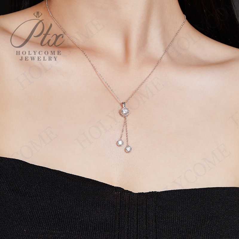 S925 Silver Moissanite 1CT Pendant Necklace Certified Fashion Style Jewelry Tassel Personalized Customization Valentine's Day Gift for Women