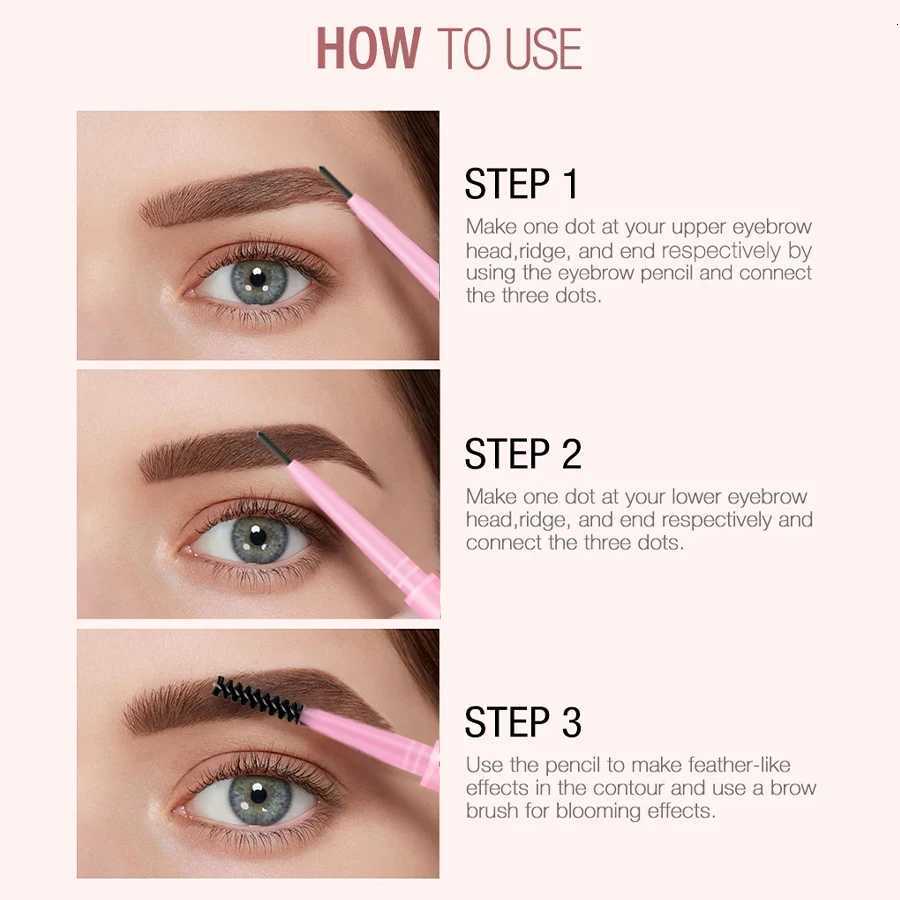 1pcs Ultra-fine Double-headed Rotatable Eyebrow Pen with Brush Eye Makeup Waterproof Wild Eyebrow Pencil Cosmetic Eyebrow Brush W250807
