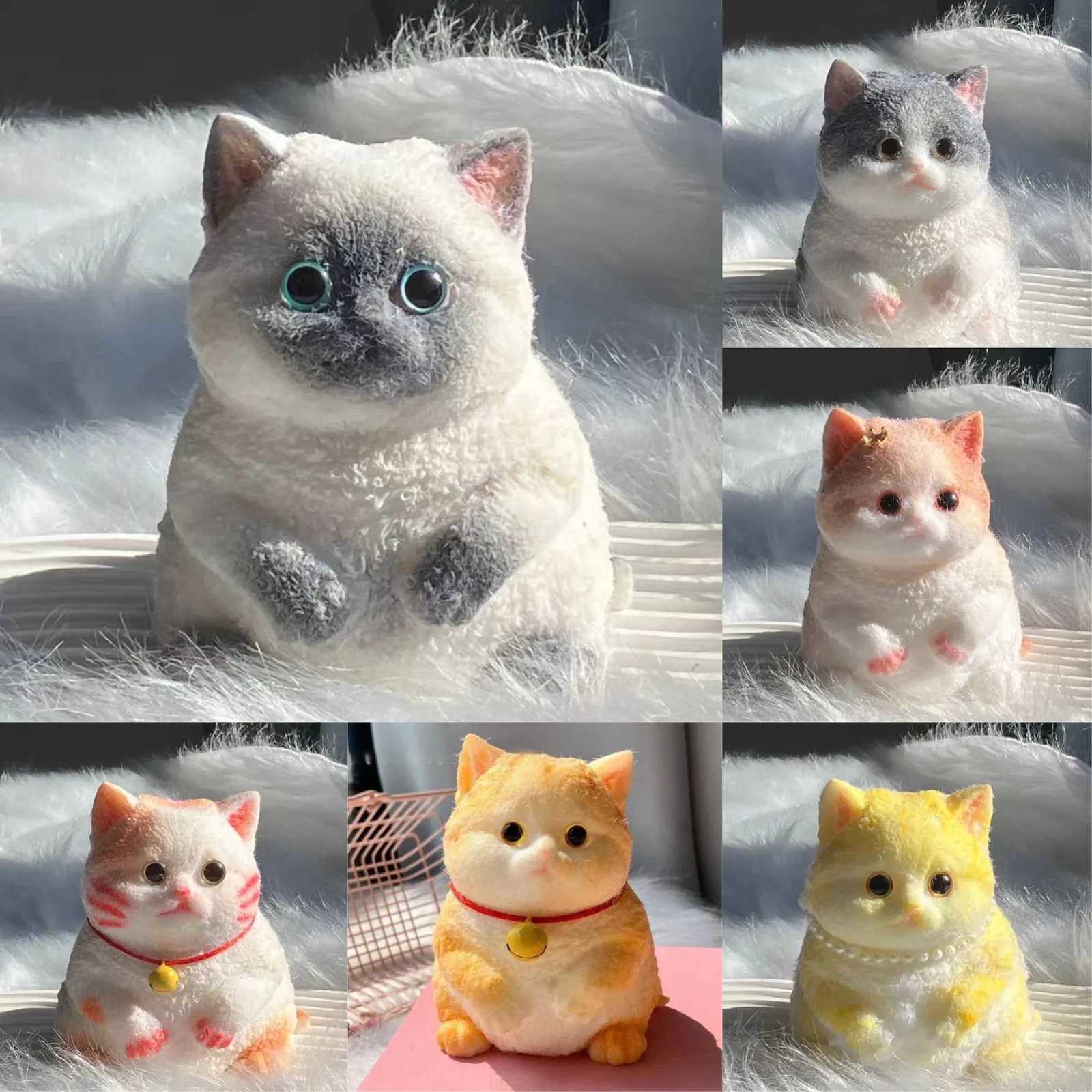 ute Big Cat Taba Squishy Silicone Fuzzy Super Big Plush Cat Handmade Kitten Squeeze Toy Mochi Toy Hand Relax Antistress Gift Z250807