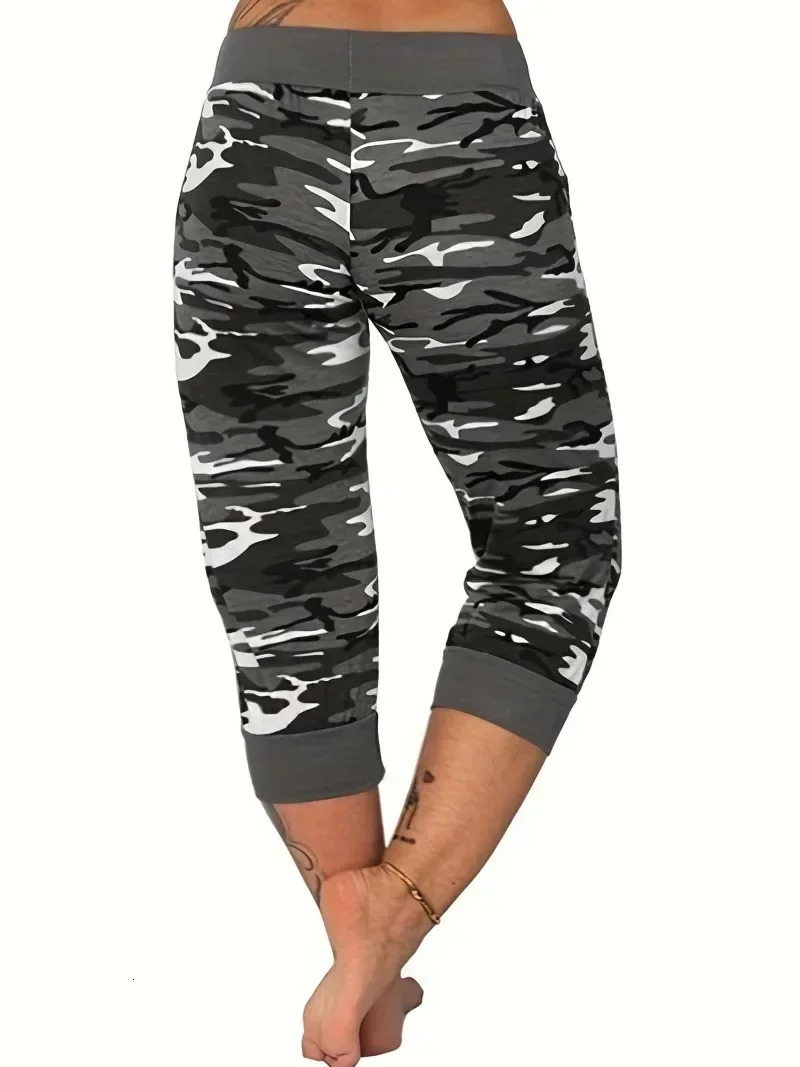 Plus Size 1XL5XL Womens Casual Cargo Pant Yoga Workout Cropped Trousers Stretch Waist Athletic Fitness Sweatpants 250805