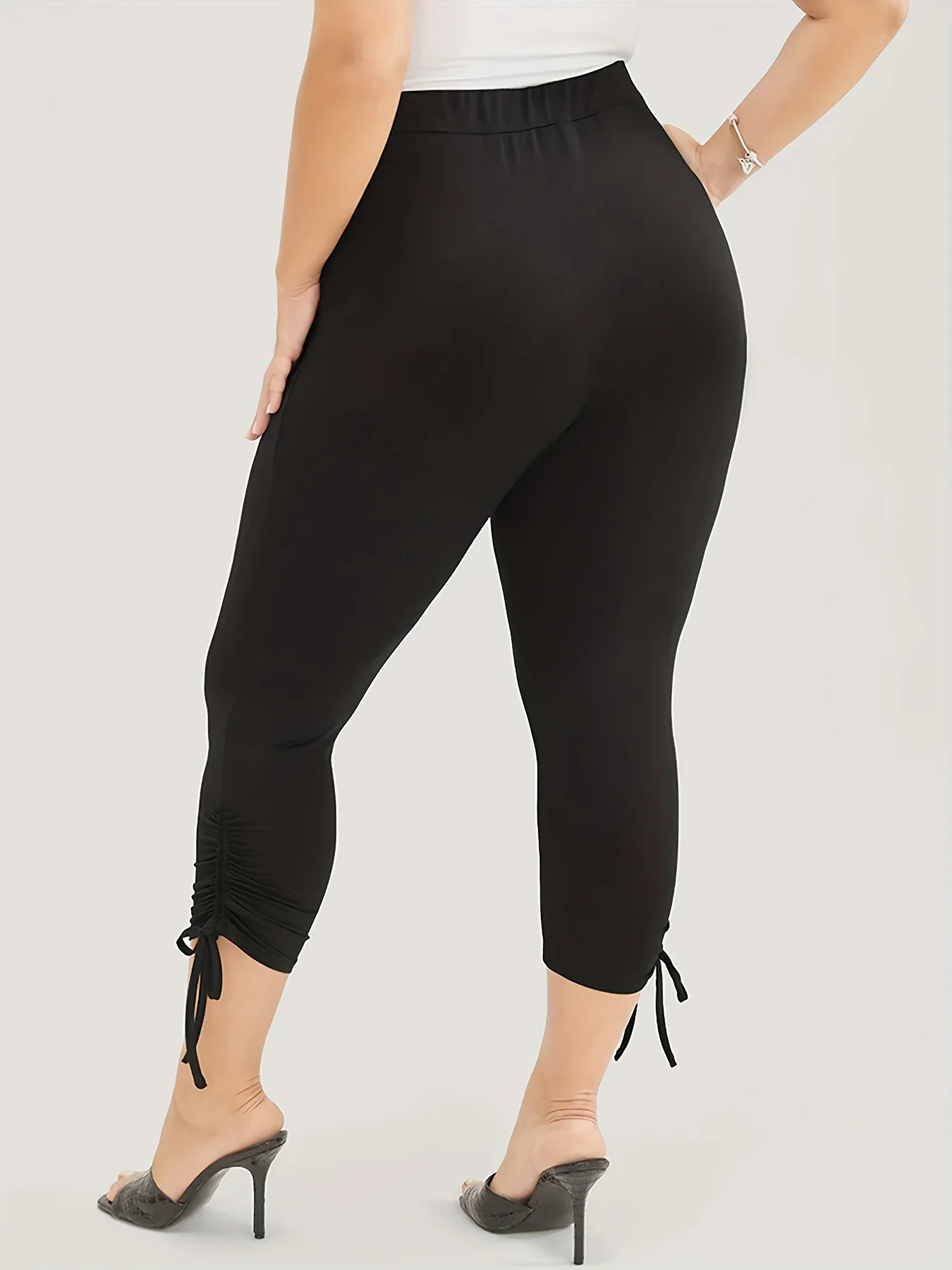 2023 summer womens plussize British style pant leg fashion n solid color slimfit cropped pants 250805