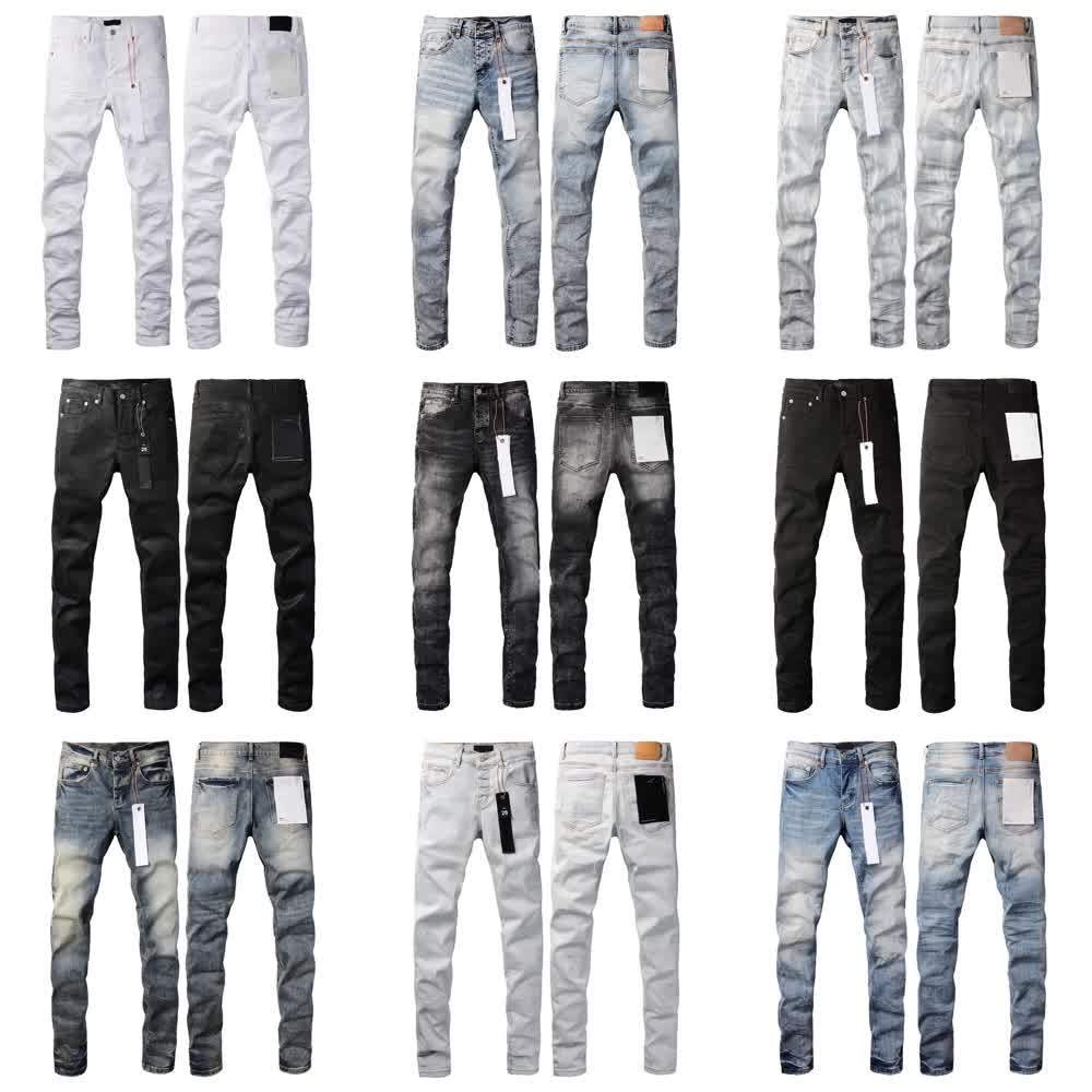 Designer purples jeans for mens Fashion Mens Designer Splicing Jeans Ripped Denim Pants Luxury Hip Hop Distressed Men Women Trousers black jeans