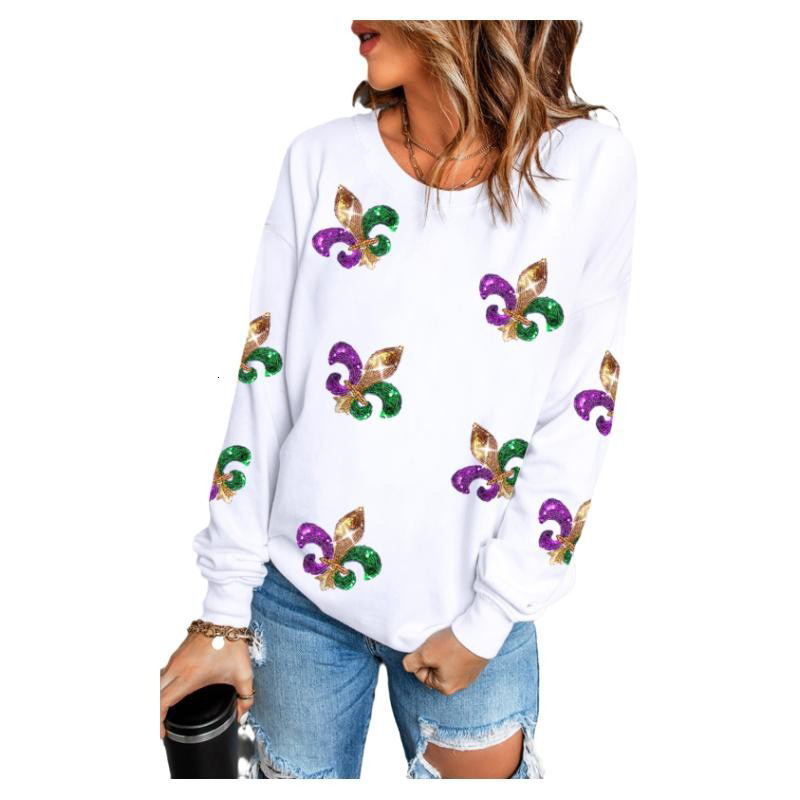 Free Shipping Designer Hoodie, Fashionable And Personalized Sequin Printed Women's Hooded Sweatshirt, 2025 Early Autumn New Loose Fitting Women&#