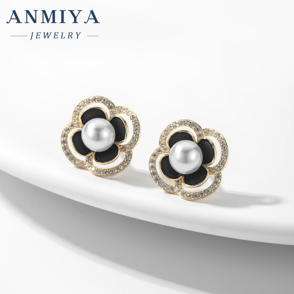 18k Gold Four Leaf Clover Flower Stud Classic Earrings Real Leaf Earrings Clover Stud 18k Gold 925 Silver Leaf Stud Earrings