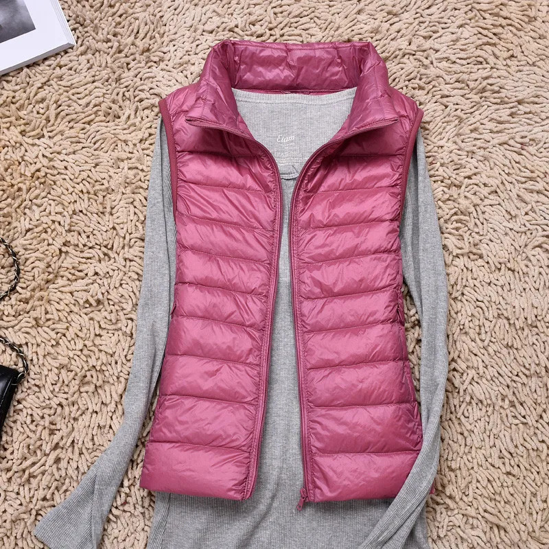 Packable Ultra-light Sleeveless Womens Winter Down Jacket White Duck Feather Warm Waistcoat Down Vest Outerwear Coats for Woman 250804