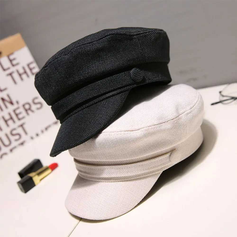 Personality Cotton Linen Women Autumn Flat C Berets Navy Hats Octagonal C XJ250807