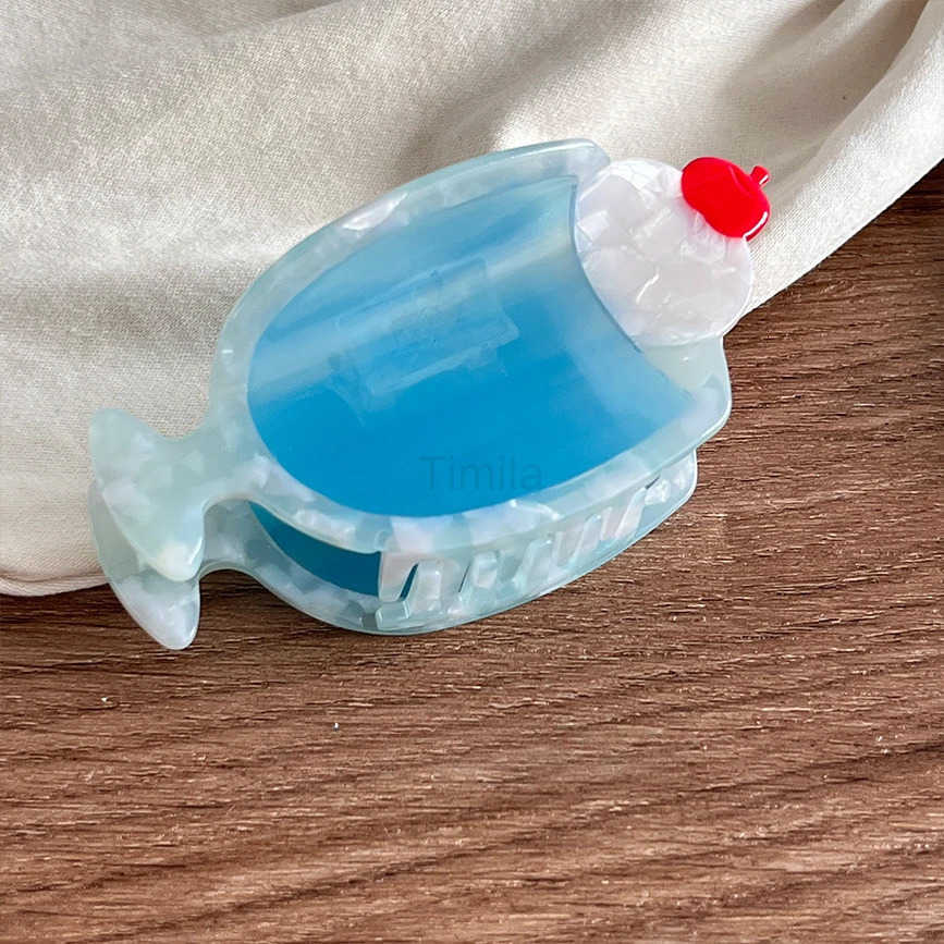 Summer Blue Soda Ice Cream Hair Claw Eco-Friendly Acetate Claw Clips Trendy Hair Clips for Women Girls Hair Accessories U250807