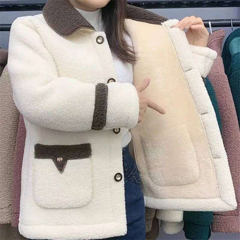 Designer Clothing 2025 Winter Jacket Parkas New Lambswool With Veet Padded Mother Fur Coat Female Cotton Clothes Woman Outerwear 5Xl