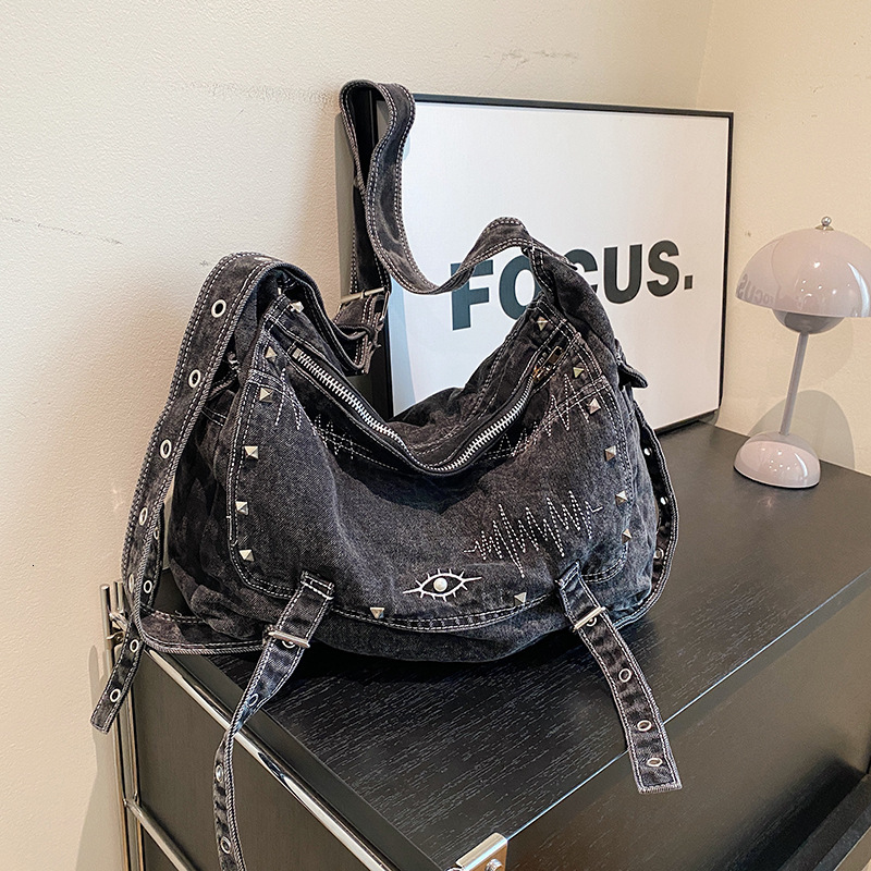 Free shipping designer New Large Capacity Casual Women Bag Hot Girl Denim Tote Bag Vintage Washed Denim Shoulder Bag