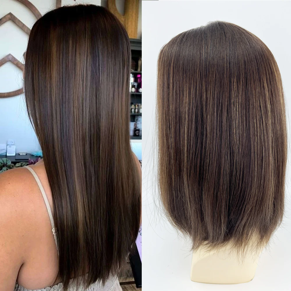 14inch Highlight Brown lace Wig Silk Straight High Quality Virgin Human Hair natural full lace front Same Hair Length Bob Wig