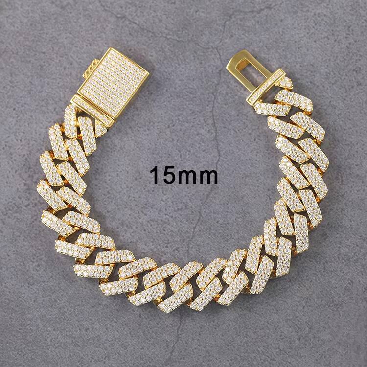 XingGuang 15mm High Quality 925 Sterling Silver Miami Cuban Link Chain Vvs Moissanite Fashion Jewelry Cuban Chain Necklaces