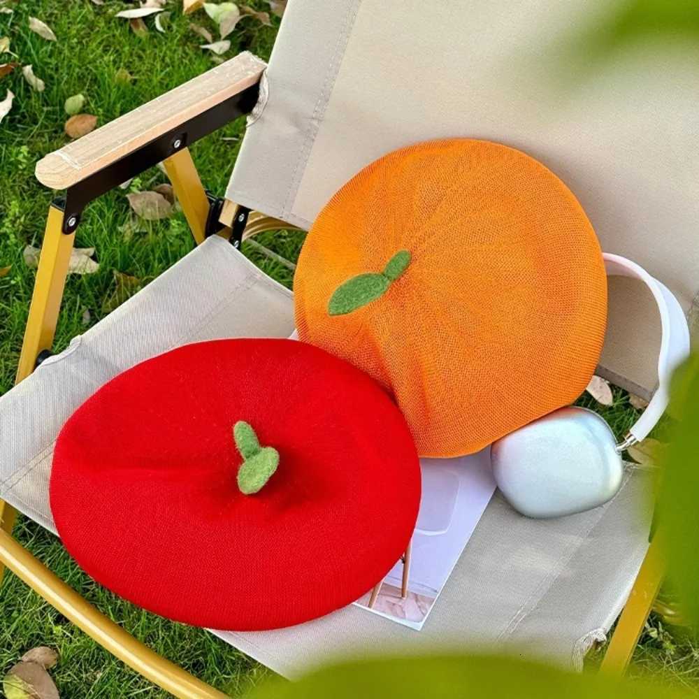 Retro Funny Orange Berets Creative Cute Tomato C Casual Vintage Painter Hat Unisex XJ250807