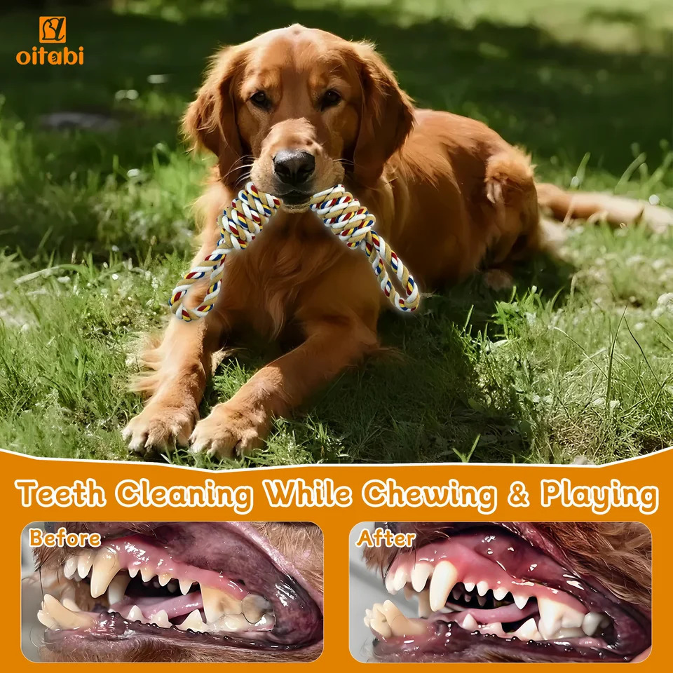 Oitabi Dog Rope Toy for Large and Medium Dogs Heavy Duty Tug of War Dog Toy Tough Dog Chew Teething Toys for Aggressive Chewer 250804