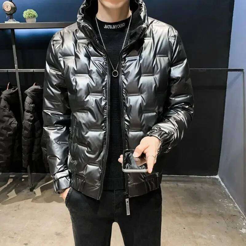 Men's Down Jacket Glossy Male Padded Coats Short Parkas Collared Padding Winter Outerwears Fashion 2024 Promotion Hot Outer