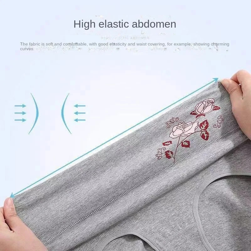 4PCSset Plus Size Underwear Woman high waist Womens Panties Comfort Cotton Brief breathable Panty Underpants for ladies XL4XL 250807