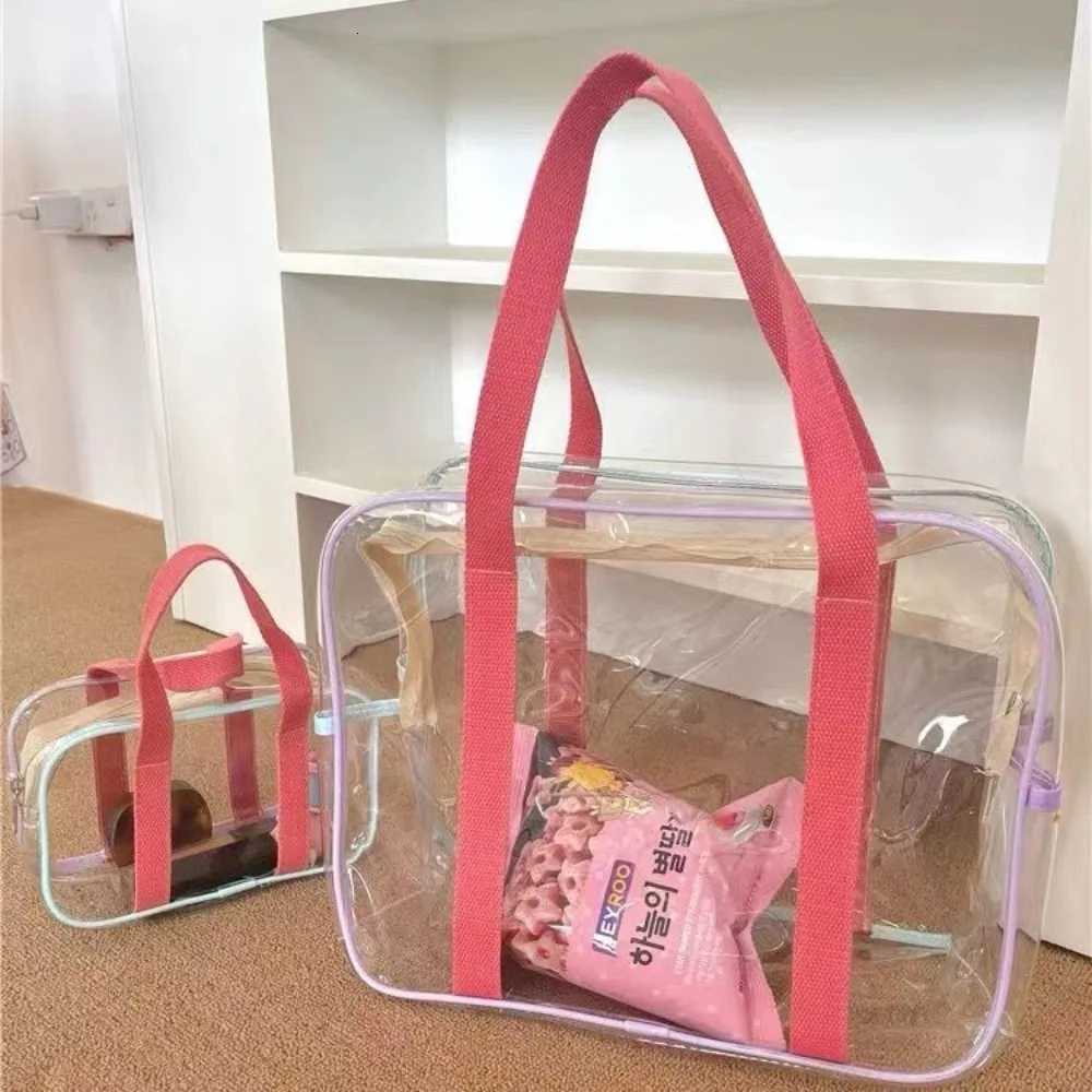 Large Capacity PVC Transparent Jelly Handbags Washing Bag Summer Outdoor Beach Tote Waterproof Swimming Storage Bag Z250807